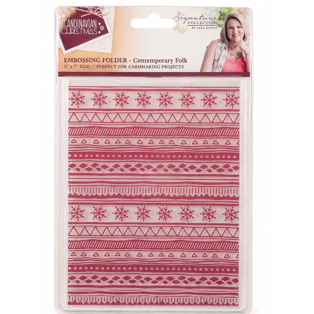 Crafter's Companion Scandinavian Christmas Embossing Folder Contemporary Folk